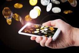 Pluie de pices de monnaie sur mobile