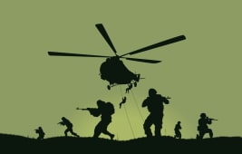 Soldats  l'assaut avec hlicoptre