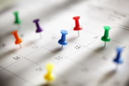 Calendrier et des pingles