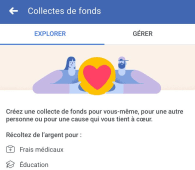 Facebook, collecte de dons