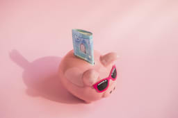 tirelire cochon avec des lunettes de soleil