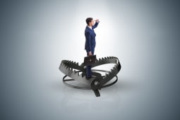 un homme d'affaires pris dans un pige