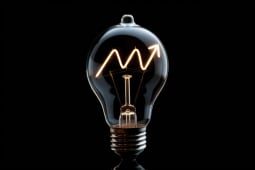 Une ampoule avec un symbole de la variation des prix