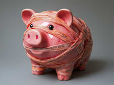 Un cochon scotch� pour symboliser la tirelire 