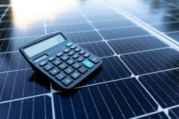 Des panneaux photovoltaques et une calculatrice.
