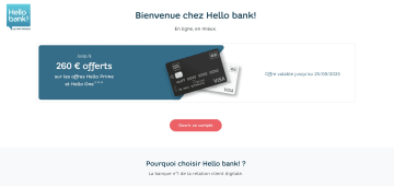 Offre de bienvenue Hello bank!