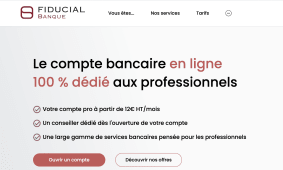 Page web de Fiducial Banque pour comptes professionnels en ligne