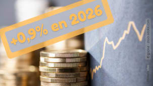 Graphique financier et pi�ces, hausse de 0,9% en 2026. Inflation