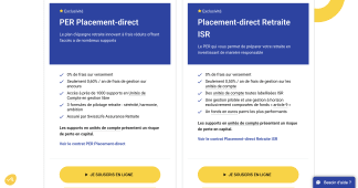 Capture du site placement-direct.fr pr�sentant les deux PER