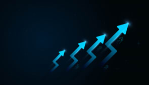 Des fl�ches lumineuses �voquant la hausse.