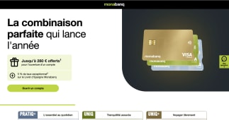 Capture du site monabanq pr�sentant l'offre de bienvenue 280 euros offerts