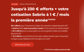 Capture du site SG (Soci�t� G�n�rale) offre de bienvenue de 230 euros