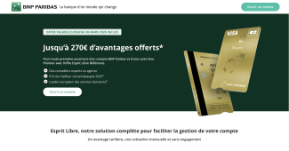 Capture du site BNP Paribas pr&eacute;sentant l'offre 270 euros d'avantages offerts