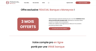 Capture du site Fiducial Banque pr&eacute;sentant l'offre exclusive MoneyVox