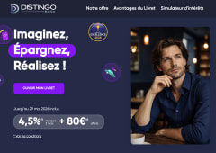 Capture du site distingo bank pr&eacute;sentant l'offre de bienvenue sur le livret &agrave; taux boost&eacute;