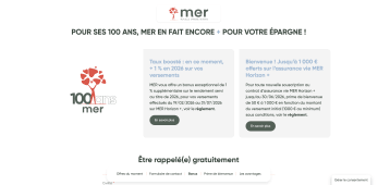 Capture du site mutuelleepargneretraite.fr pr�sentant l'offre sp�ciale �pargne pour les 100 ans de MER.