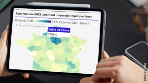 Carte de France montrant la taxe fonci�re moyenne par d�partement.
