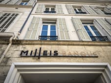 MARSEILLE, FRANCE - SEPTEMBER 29, 2025: Milleis Banque sign appears on the facade of an office in Marseille, France. Milleis Banque is a french retail bank specialized in private banking.