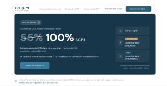 Capture du site CORUM pr&eacute;sentant l'offre limit&eacute;e 