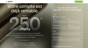 Capture du site Fortuneo pr�sentant l'offre de bienvenue Fortuneo jusqu'� 250? offerts