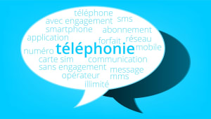 Nuage de mots sur la t&eacute;l&eacute;phonie et la communication mobile.
