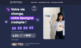 Capture du site distingobank.fr pr�sentant l'offre de bienvenue du taux boost� 4,5%