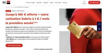 Capture du site SG pr�sentant l'offre jusqu'� 160 euros offerts