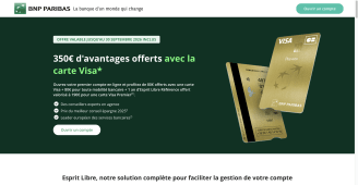 Offre BNP Paribas : 350? d?avantages avec la carte Visa.