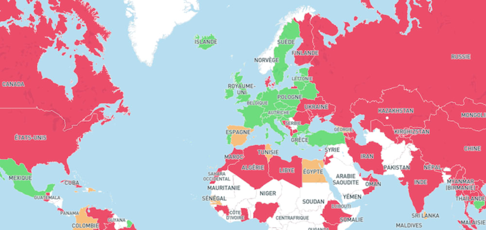 Carte de r&eacute;ouverture des fronti&egrave;res