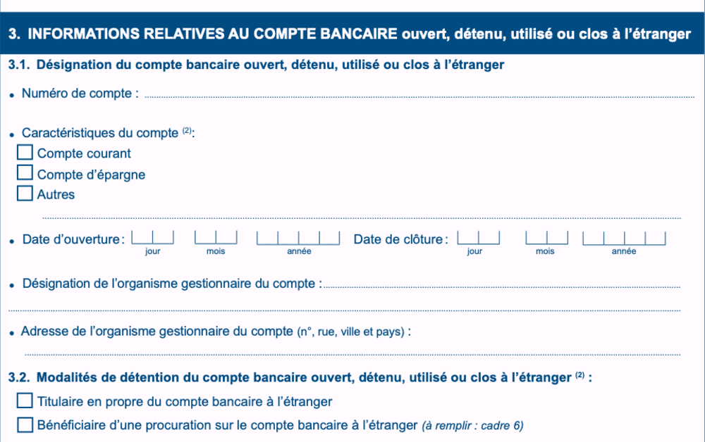D&eacute;claration d'imp&ocirc;ts formulaire 3916