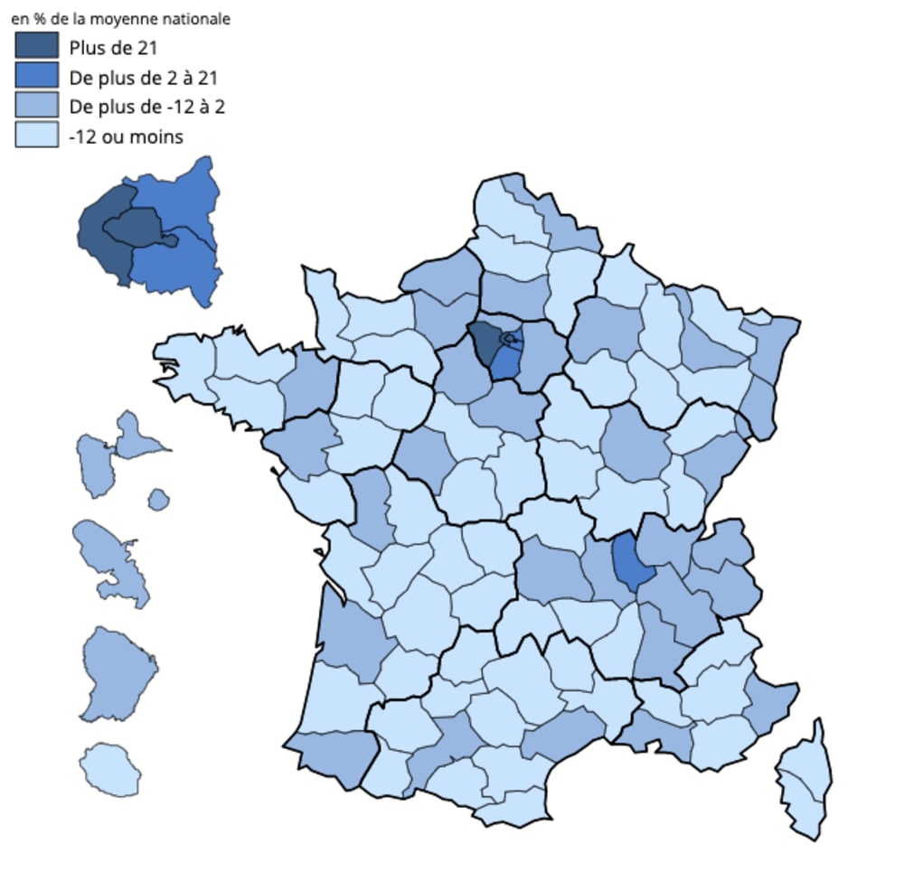 Insee d&eacute;partements salaire