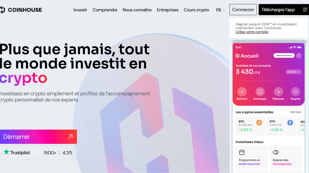 Coinhouse : offre et tarifs du courtier français en cryptomonnaies