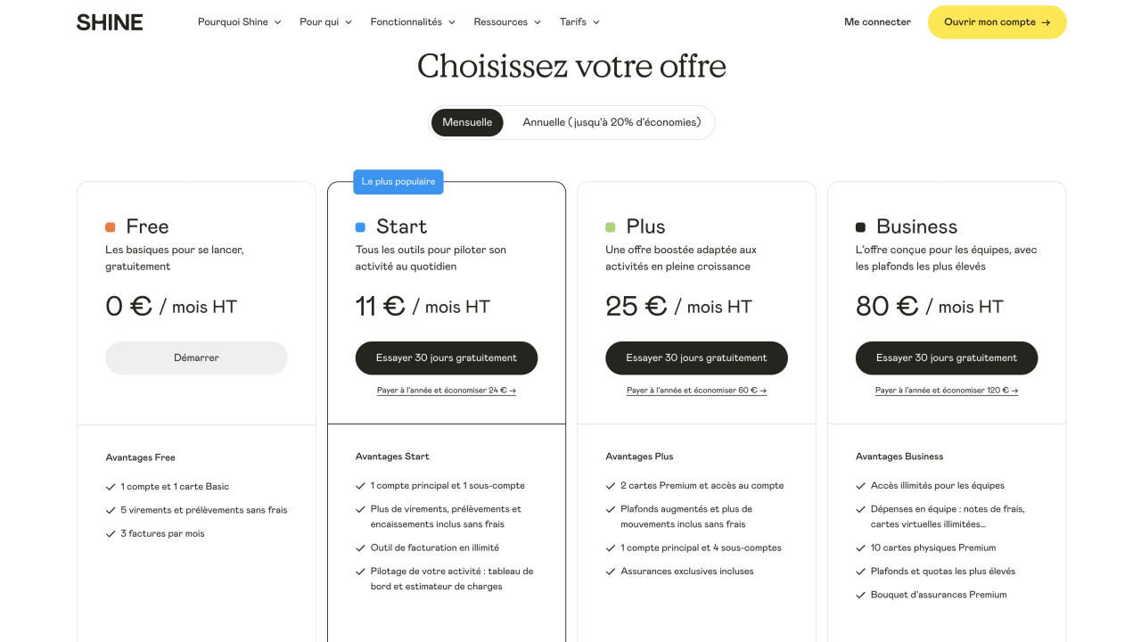 Shine : 30 jours d'essai pour découvrir la néobanque des professionnels