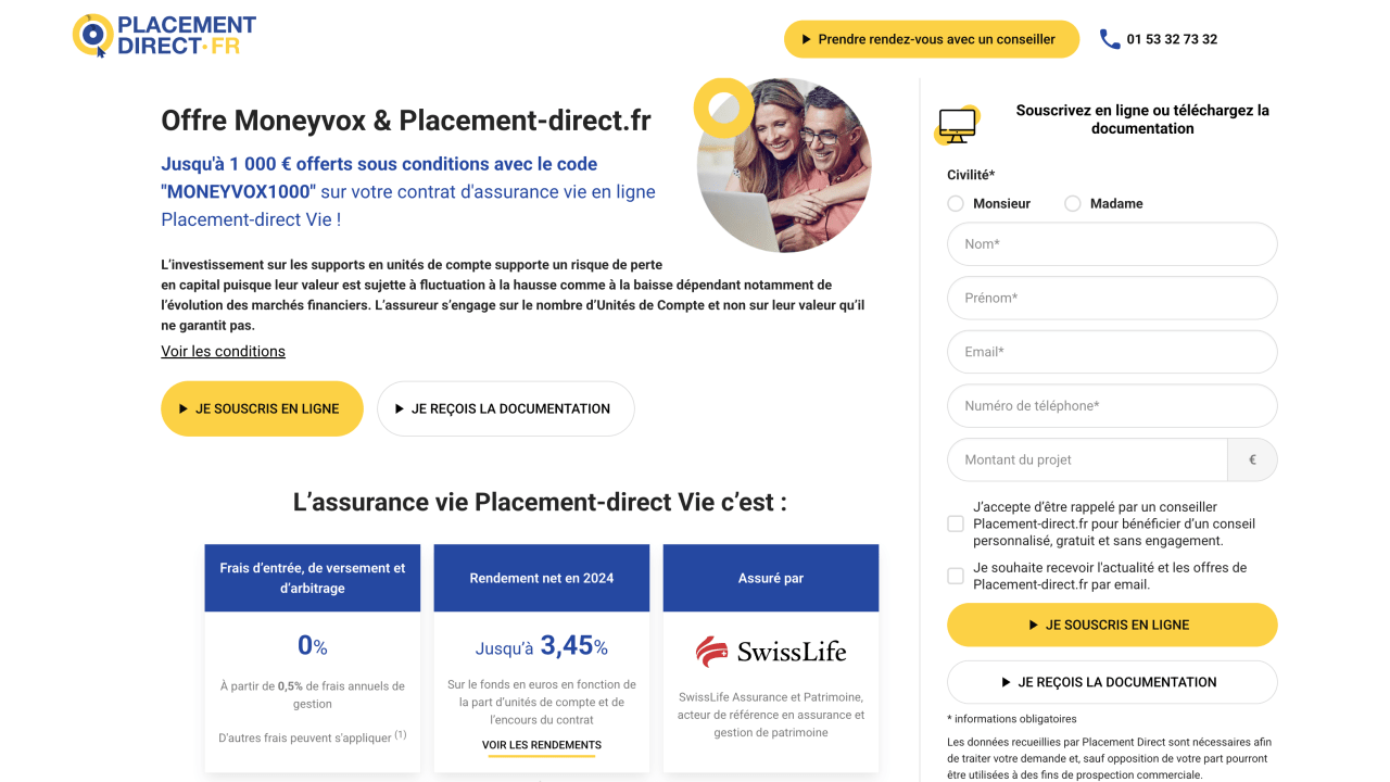 Placement-direct Vie : jusqu'à 1 000 euros offerts pour toute première souscription