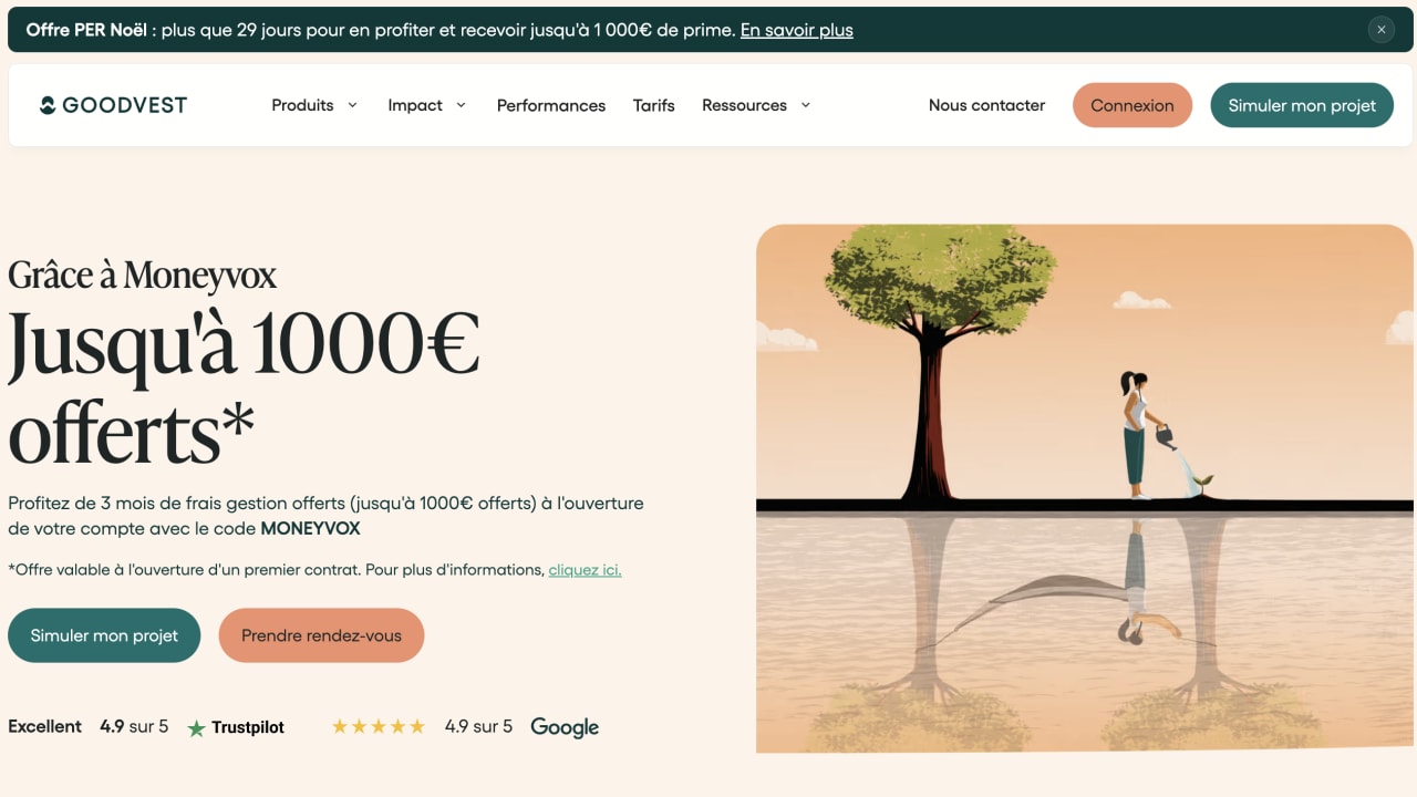 Epargne retraite : jusqu'à 1 000 euros offerts pour l'ouverture d'un PER chez Goodvest d'ici le 31 décembre