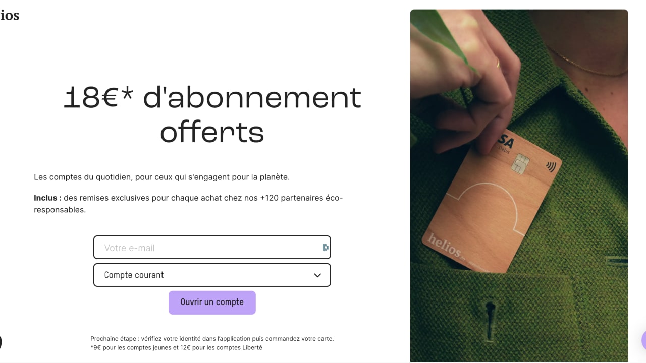 Helios : jusqu'à 18 euros d'abonnement offerts chez la banque verte