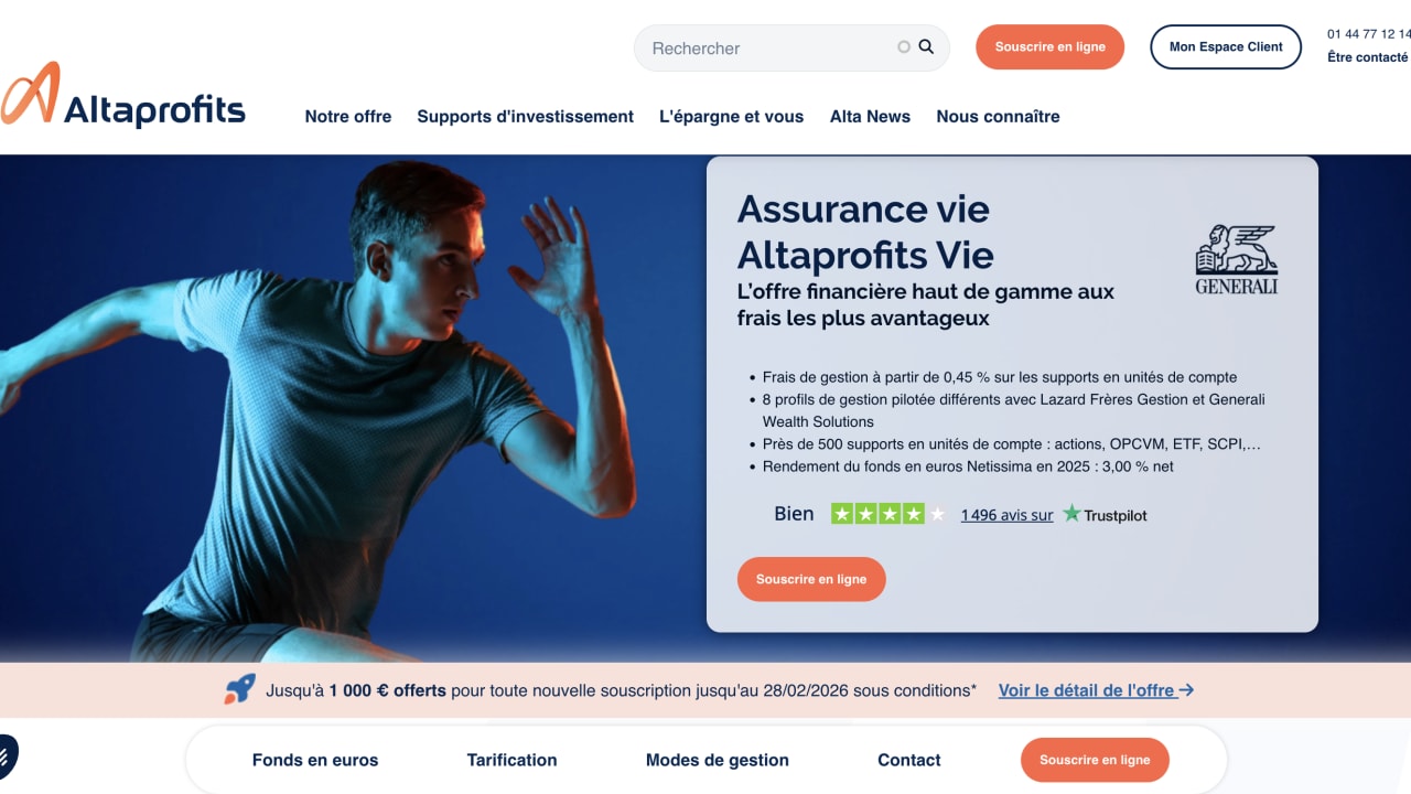 Assurance vie Altaprofits Vie : jusqu'à 1 000 euros offerts et un fonds en euros bonifié