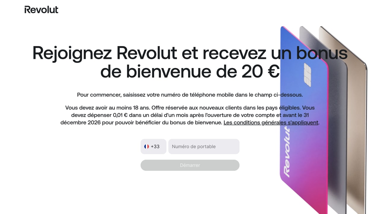 Revolut : comment obtenir 20 euros à l'ouverture d'un compte en ligne ?