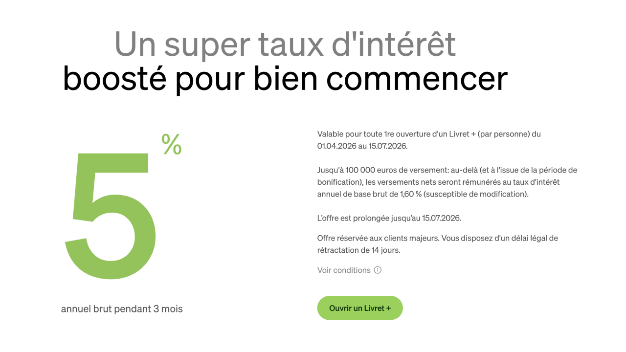 Livret + de Fortuneo : un taux de 5% pendant 3 mois jusqu'au 15 juillet