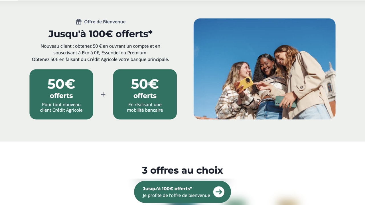 Crédit Agricole : une nouvelle prime de bienvenue jusqu'à 100 euros