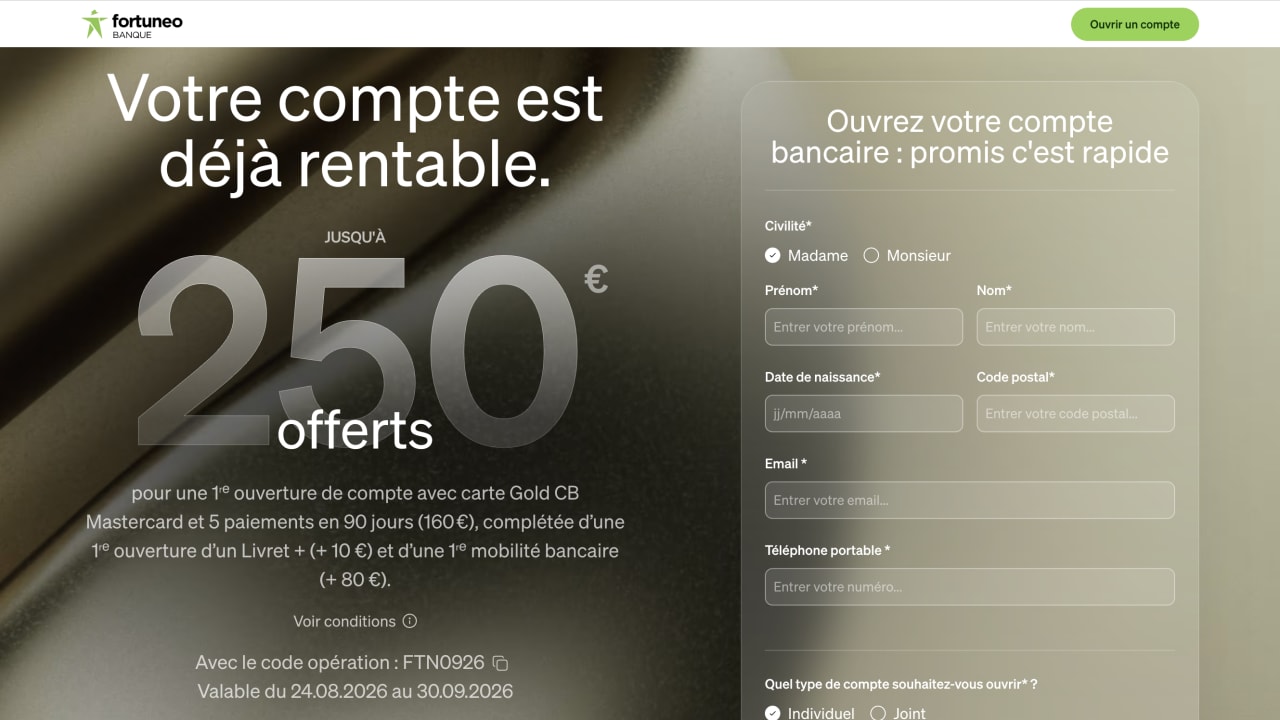 Fortuneo : comment décrocher la prime de bienvenue de 250 euros