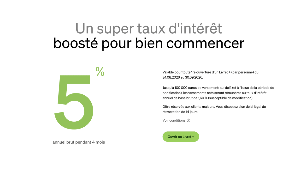 Livret + de Fortuneo : profitez d'un taux boosté à 5% pendant 4 mois