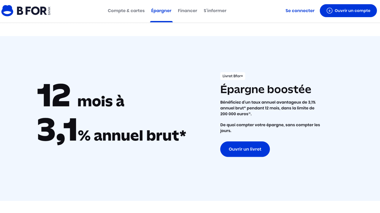 Livret : BforBank lance un nouveau taux boosté à 3,10 %... sur 12 mois !