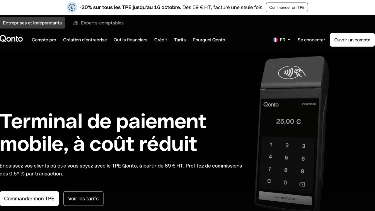 Qonto : profitez de 30% de réduction sur les terminaux de paiement mobile