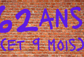Texte 62 ANS (et 9 mois) sur un mur de briques.