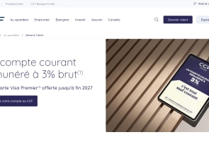 Capture du site CCF pr�sentant l'offre de bienvenue avec compte r�mun�r�