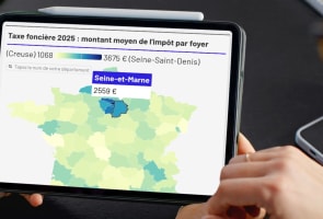 Carte de France montrant la taxe fonci�re moyenne par d�partement.