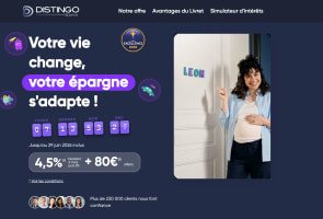 Capture du site distingobank.fr pr�sentant l'offre de bienvenue du taux boost� 4,5%