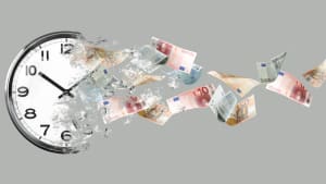 Horloge moderne sur fond blanc. Concept de gestion du temps