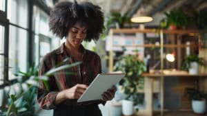 Femme utilisant une tablette